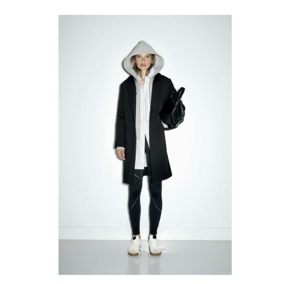 ZARA CONTRASTING COAT WITH REMOVABLE HOOD - Picture 1 of 6